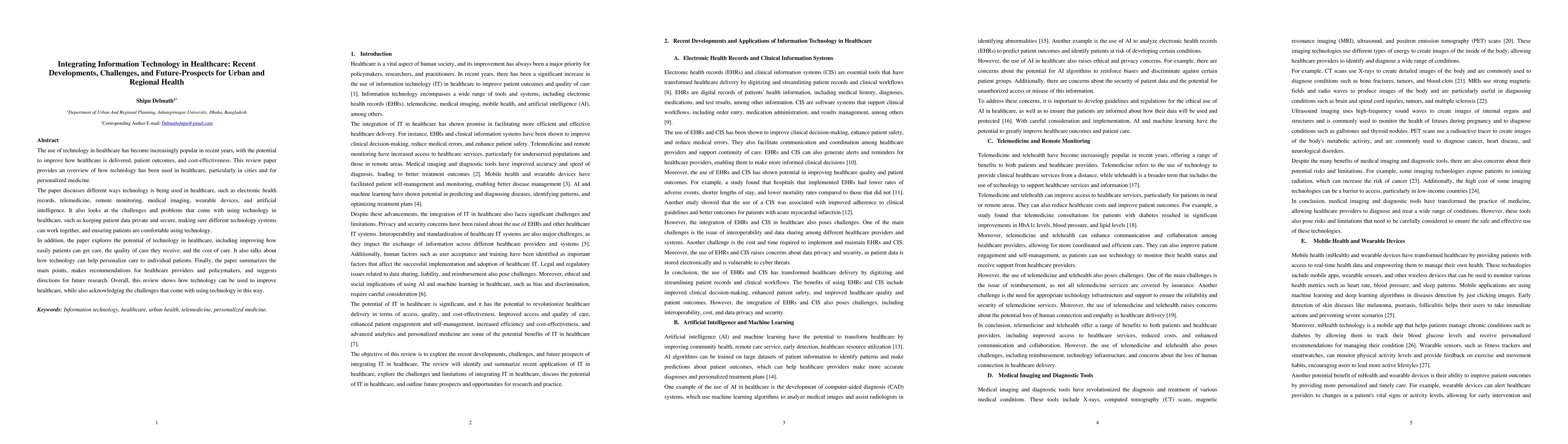 Thumbnail for Integrating Information Technology in Healthcare: Recent Developments,
  Challenges, and Future Prospects for Urban and Regional Health
