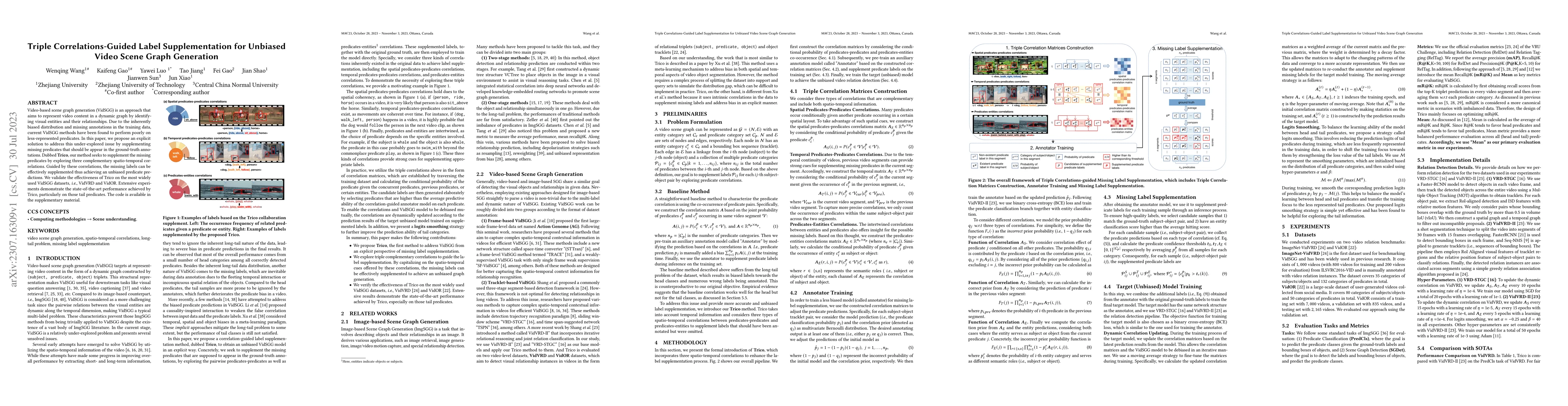 Thumbnail for Triple Correlations-Guided Label Supplementation for Unbiased Video
  Scene Graph Generation