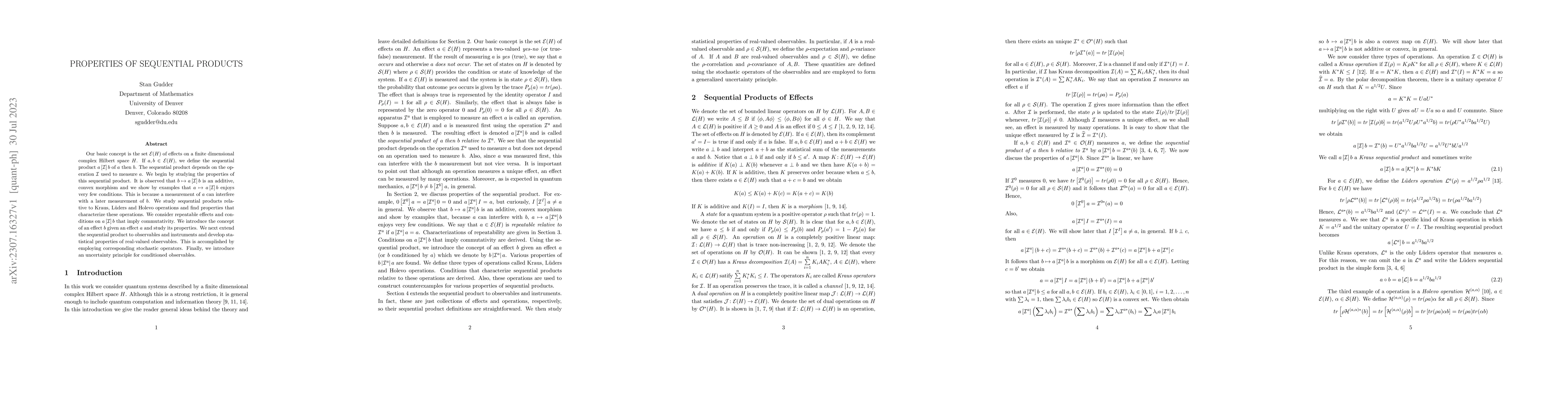 Thumbnail for Properties of Sequential Products