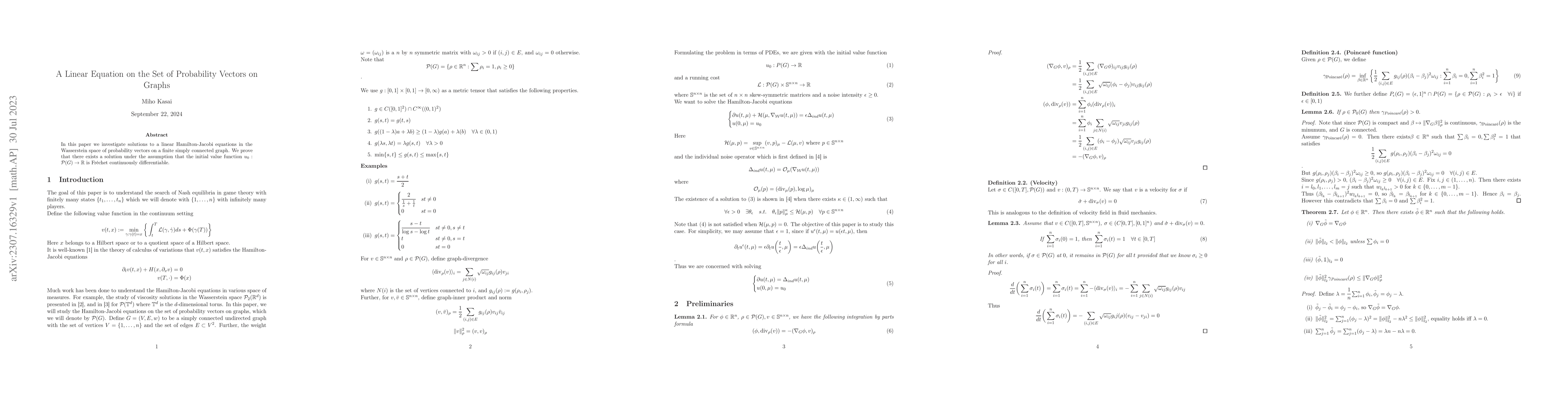 Thumbnail for A Linear Equation on the Set of Probability Vectors on Graphs