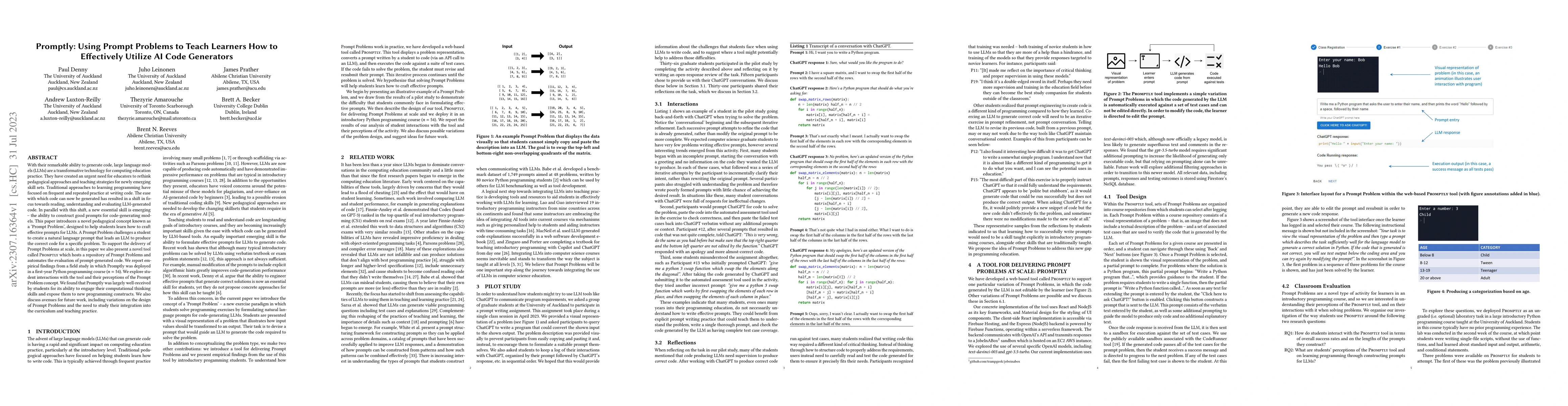 Thumbnail for Promptly: Using Prompt Problems to Teach Learners How to Effectively
  Utilize AI Code Generators