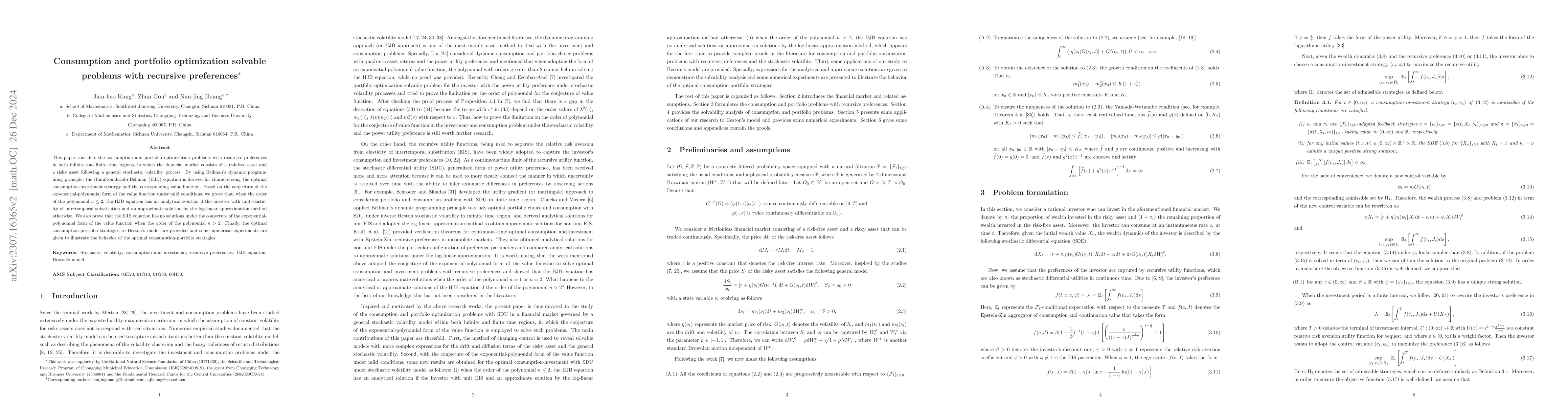 Thumbnail for Consumption and portfolio optimization solvable problems with recursive
  preferences
