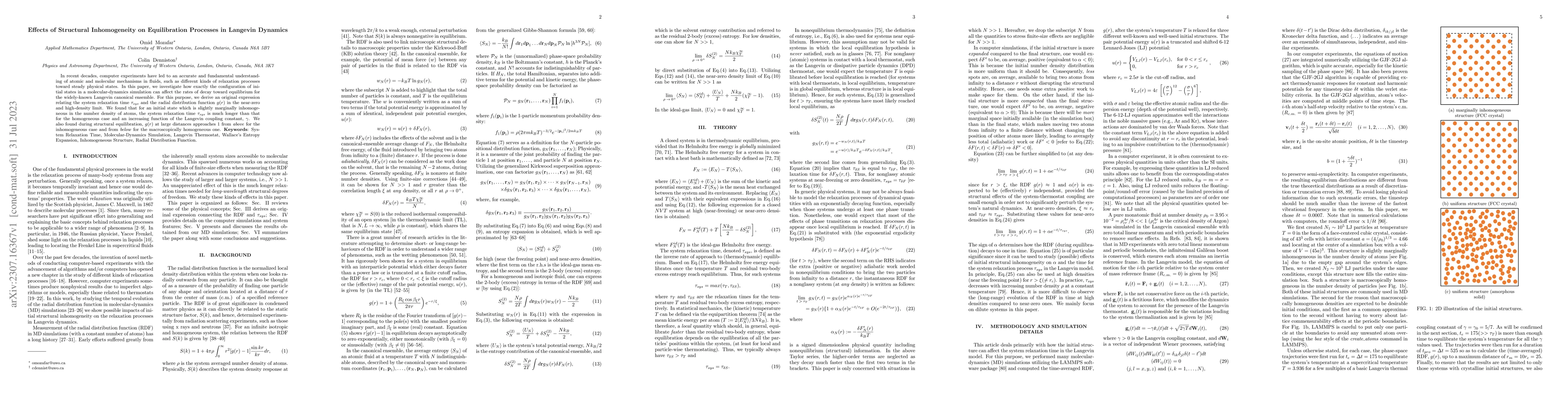 Thumbnail for Effects of Structural Inhomogeneity on Equilibration Processes in
  Langevin Dynamics