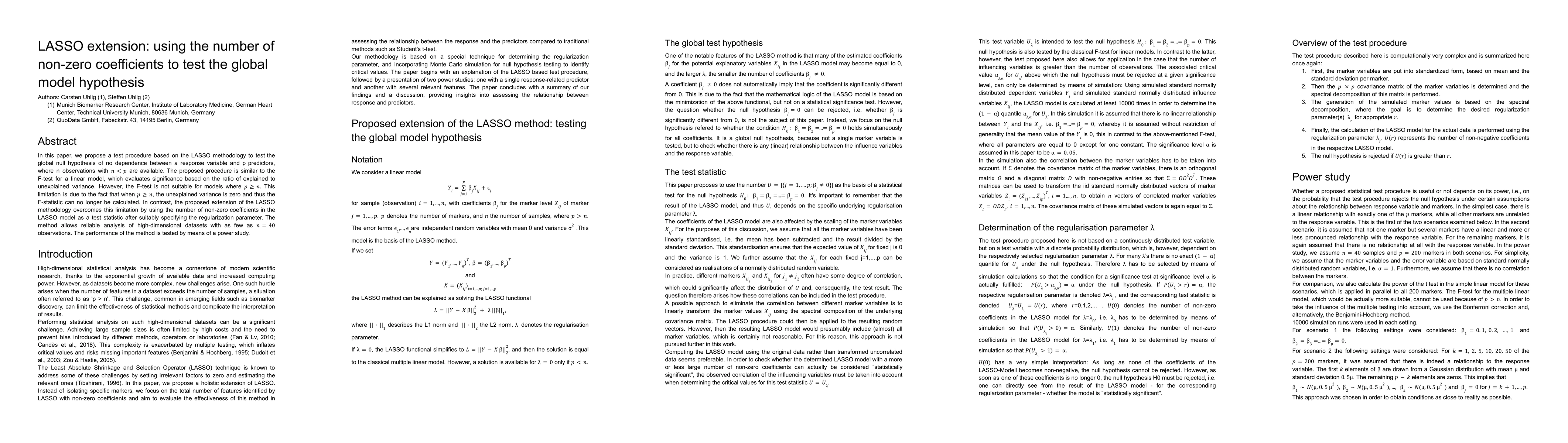 Thumbnail for LASSO extension: using the number of non-zero coefficients to test the
  global model hypothesis