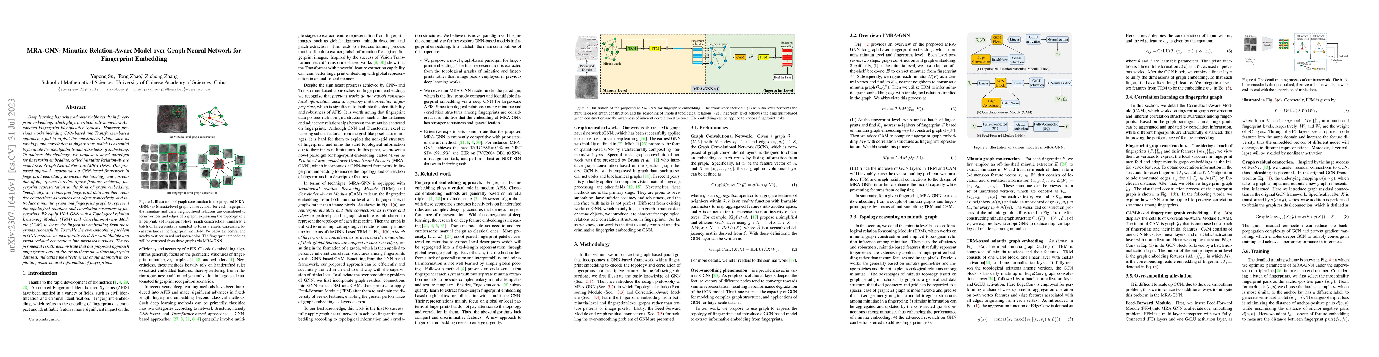 Thumbnail for MRA-GNN: Minutiae Relation-Aware Model over Graph Neural Network for
  Fingerprint Embedding