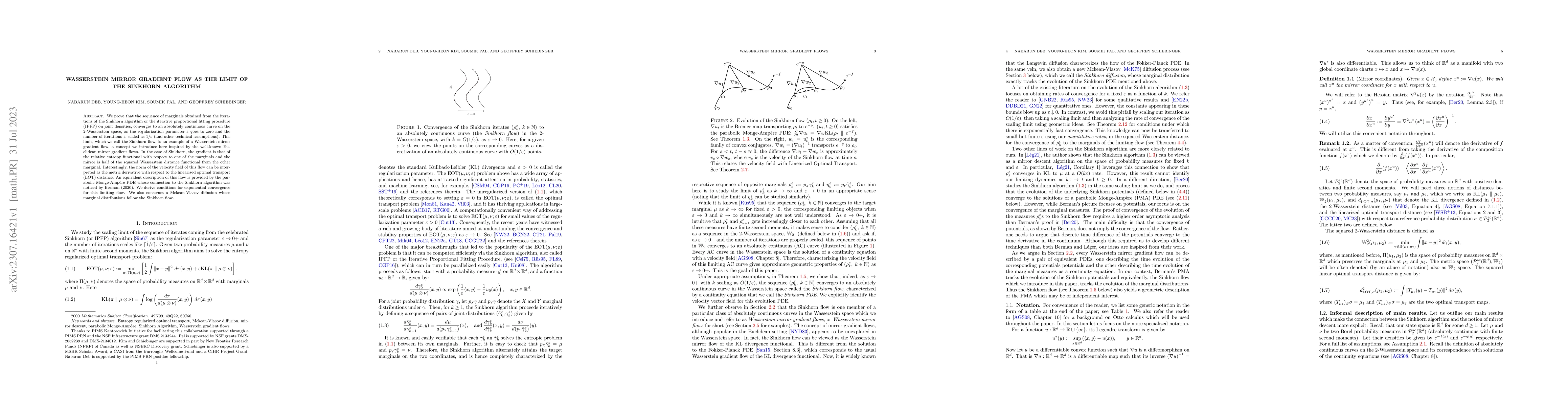 Thumbnail for Wasserstein Mirror Gradient Flow as the limit of the Sinkhorn Algorithm