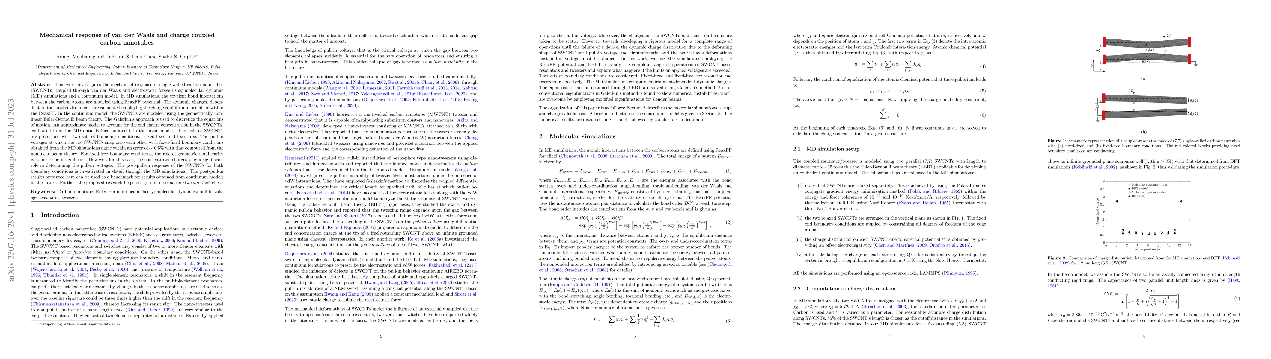 Thumbnail for Mechanical response of van der Waals and charge coupled carbon nanotubes