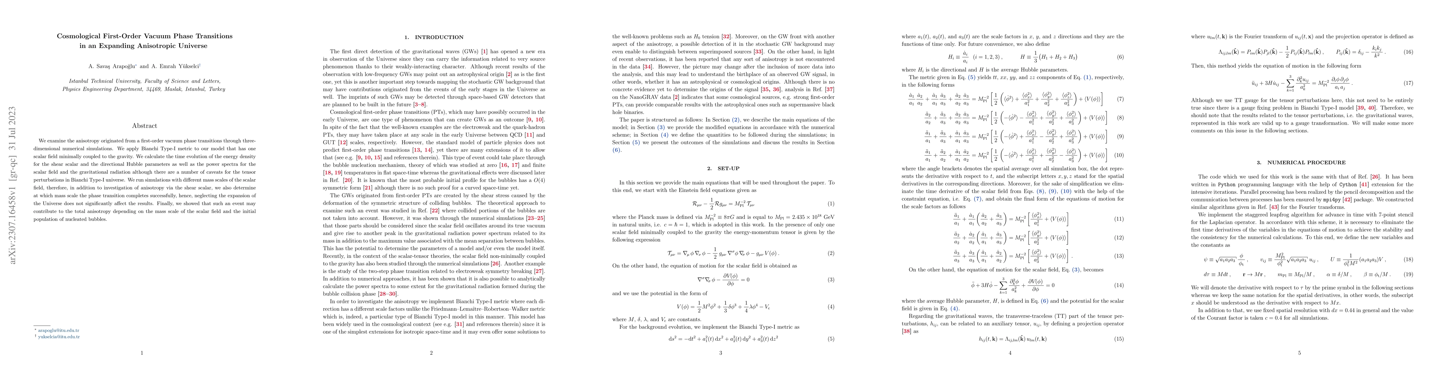 Thumbnail for Cosmological First-Order Vacuum Phase Transitions in an Expanding
  Anisotropic Universe