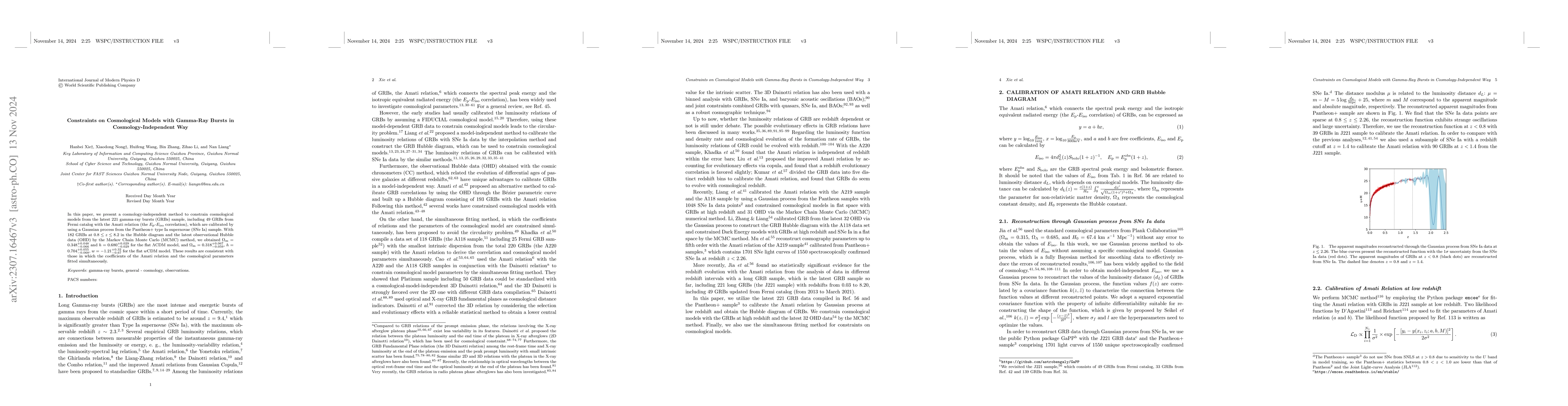 Thumbnail for Constraints on Cosmological Models with Gamma-Ray Bursts in
  Cosmology-Independent Way
