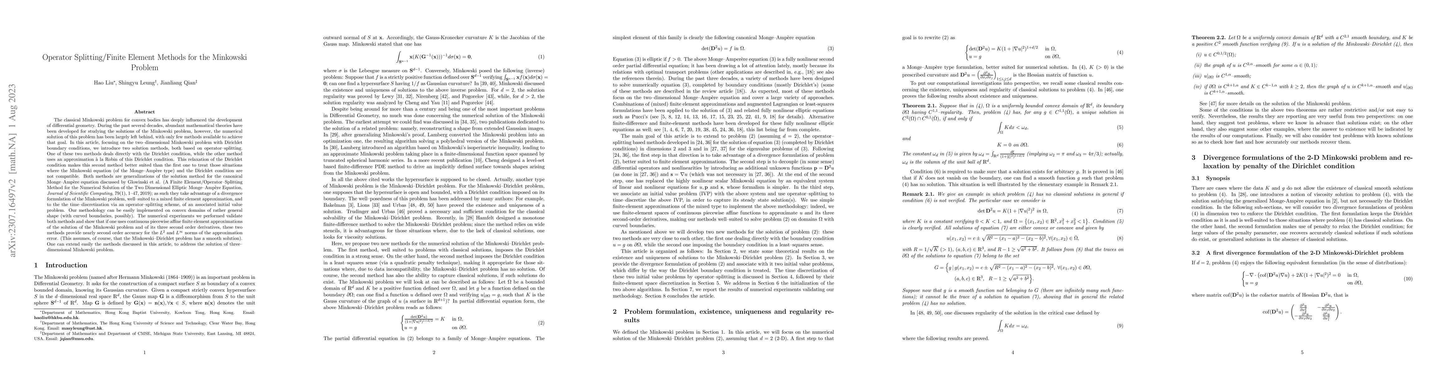 Thumbnail for Operator Splitting/Finite Element Methods for the Minkowski Problem