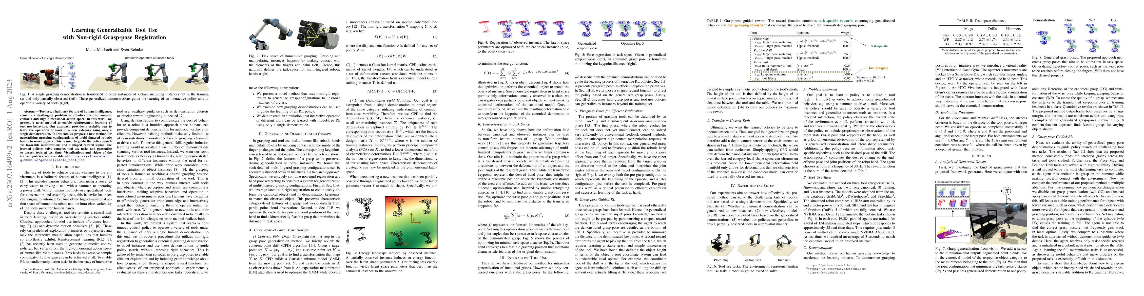 Thumbnail for Learning Generalizable Tool Use with Non-rigid Grasp-pose Registration