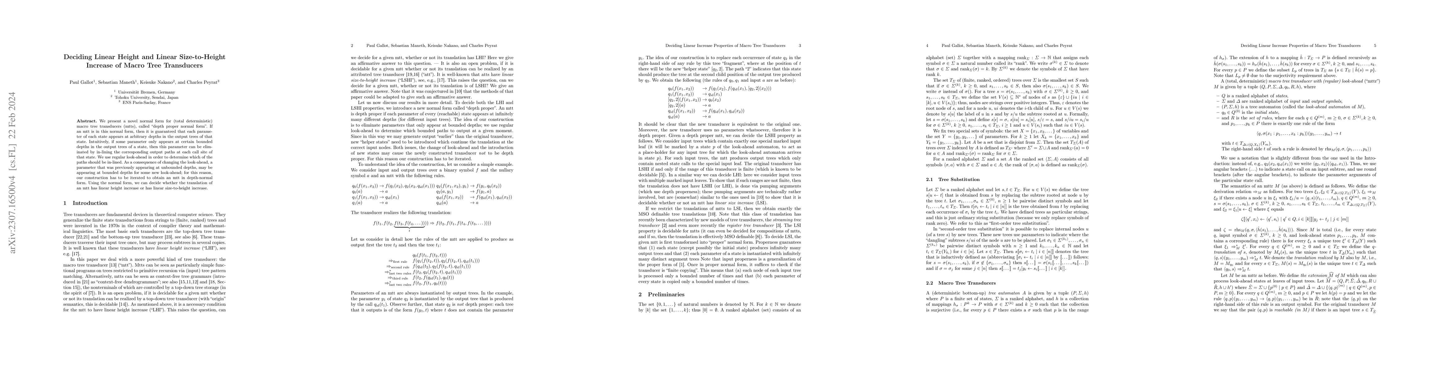 Thumbnail for Deciding Linear Height and Linear Size-to-Height Increase for Macro Tree
  Transducers