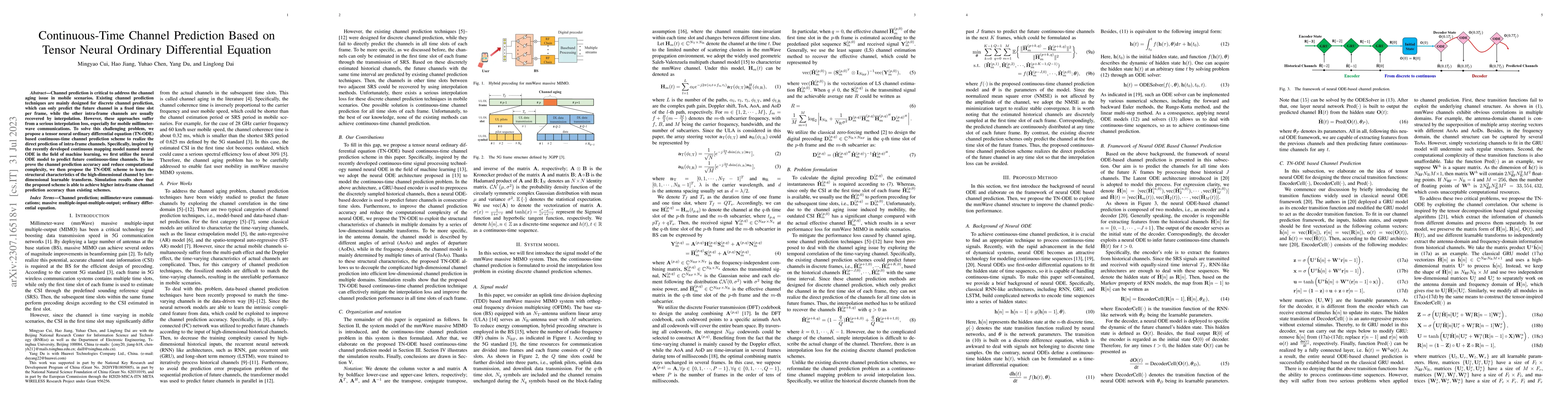 Thumbnail for Continuous-Time Channel Prediction Based on Tensor Neural Ordinary
  Differential Equation