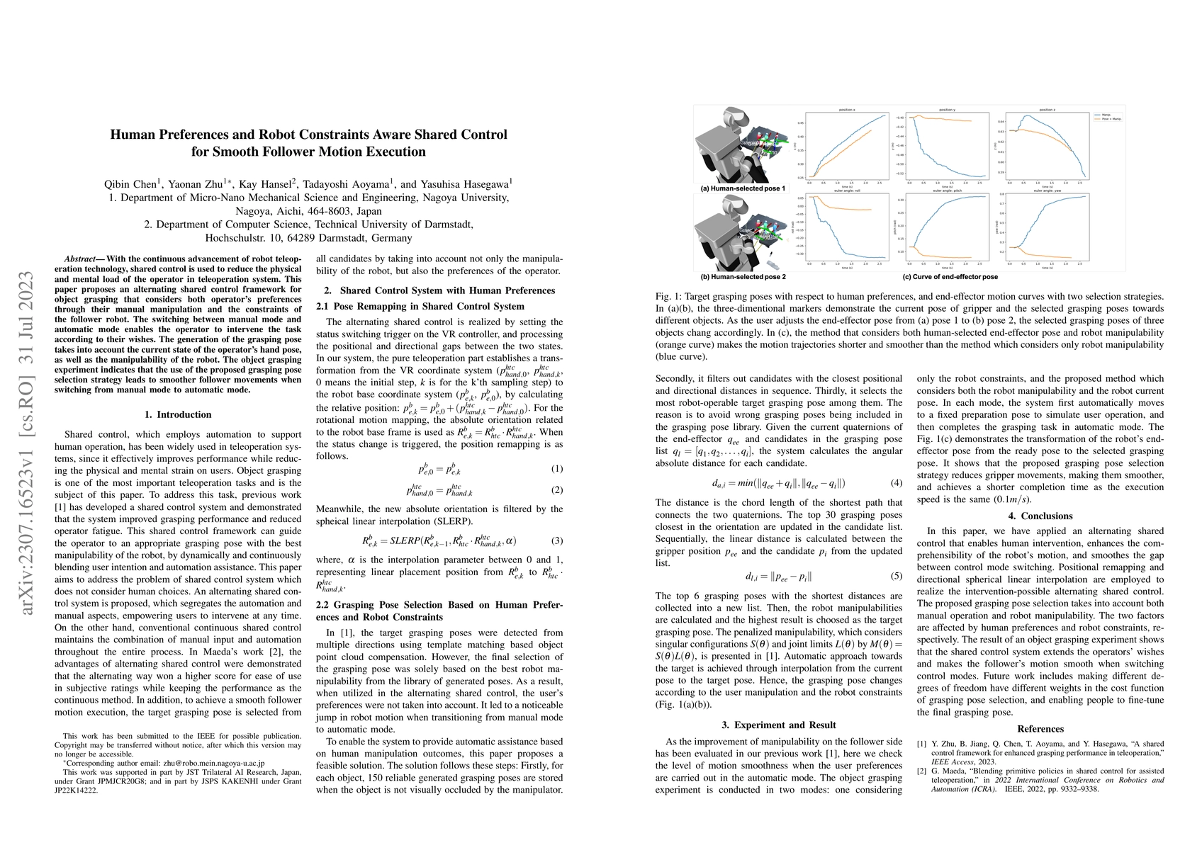 Thumbnail for Human Preferences and Robot Constraints Aware Shared Control for Smooth
  Follower Motion Execution
