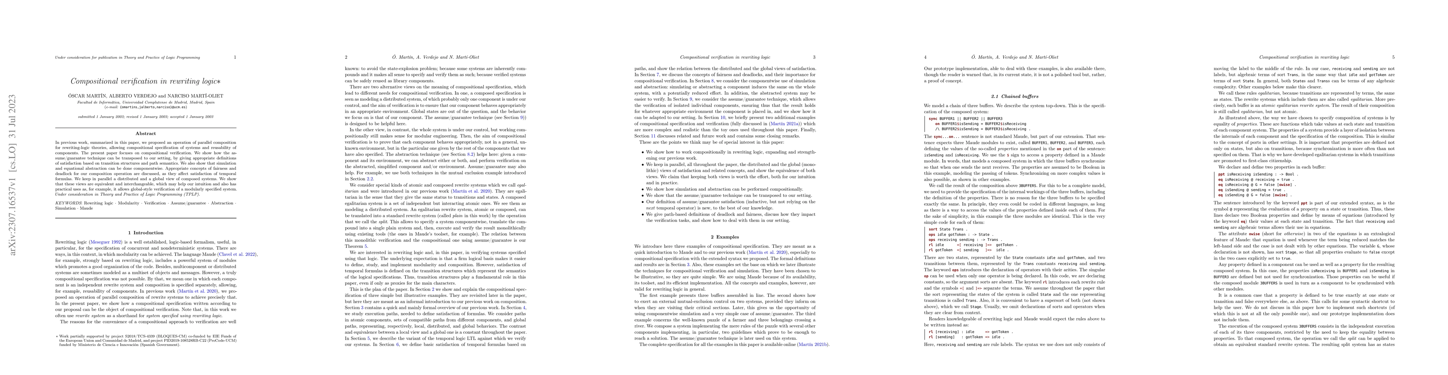 Thumbnail for Compositional Verification in Rewriting Logic