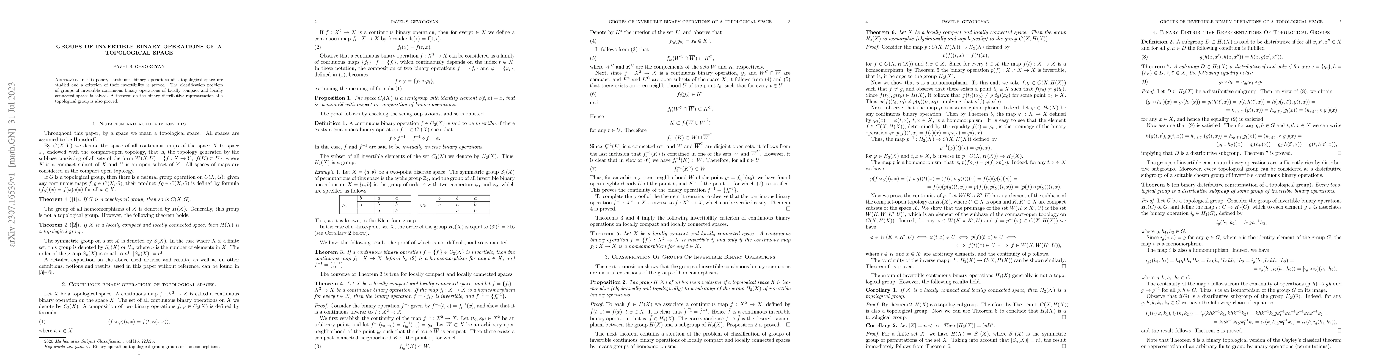 Thumbnail for Groups of Invertible Binary Operations of a Topological Space