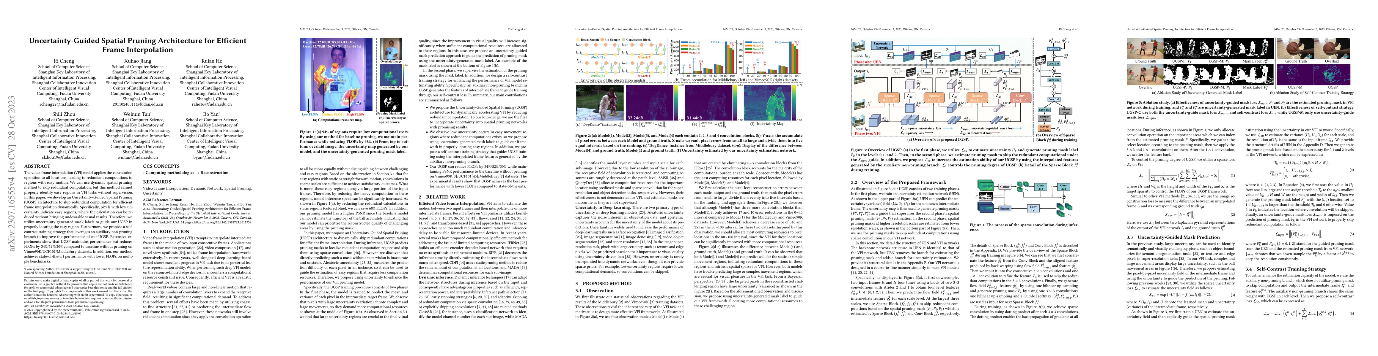 Thumbnail for Uncertainty-Guided Spatial Pruning Architecture for Efficient Frame
  Interpolation