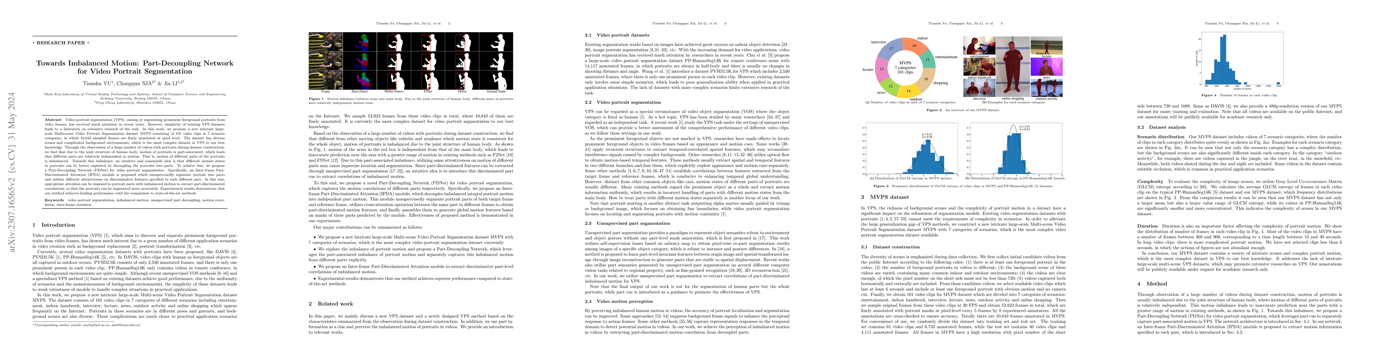 Thumbnail for Towards Imbalanced Motion: Part-Decoupling Network for Video Portrait
  Segmentation