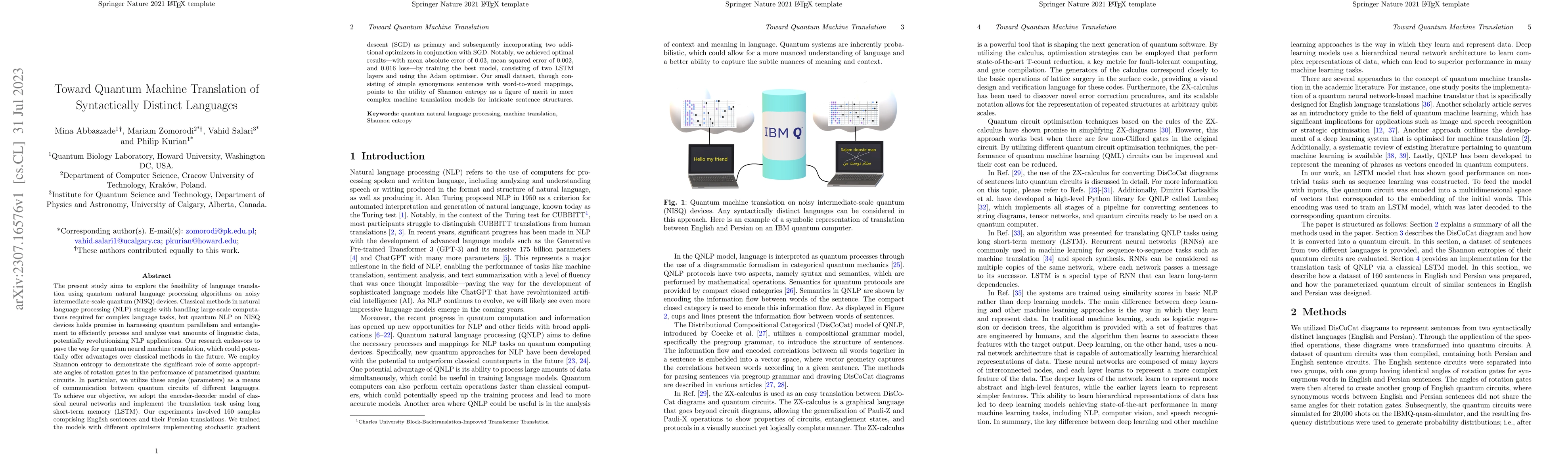 Thumbnail for Toward Quantum Machine Translation of Syntactically Distinct Languages