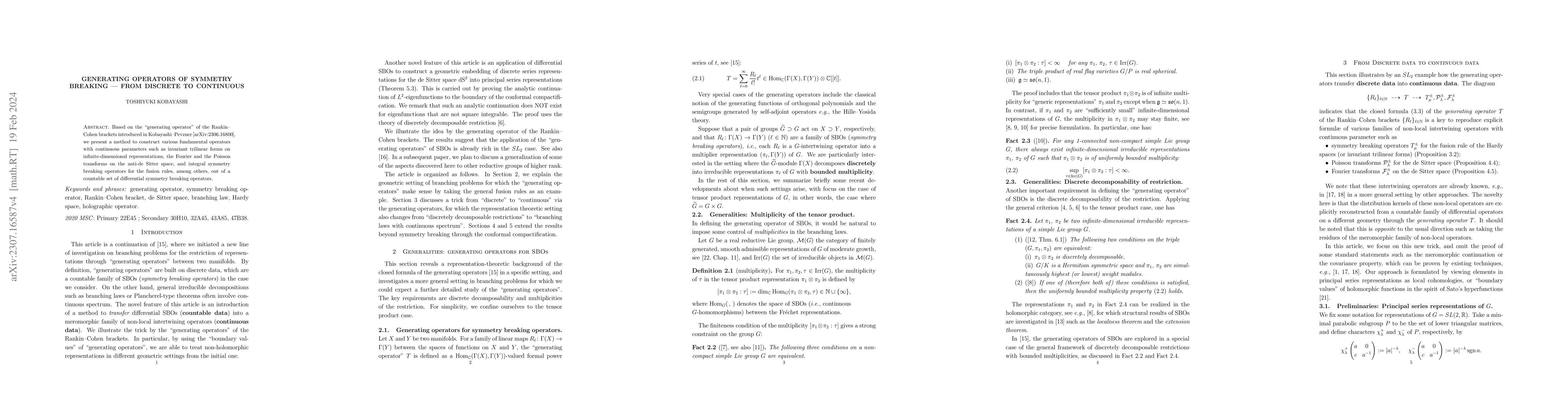 Thumbnail for Generating operators of symmetry breaking -- from discrete to continuous