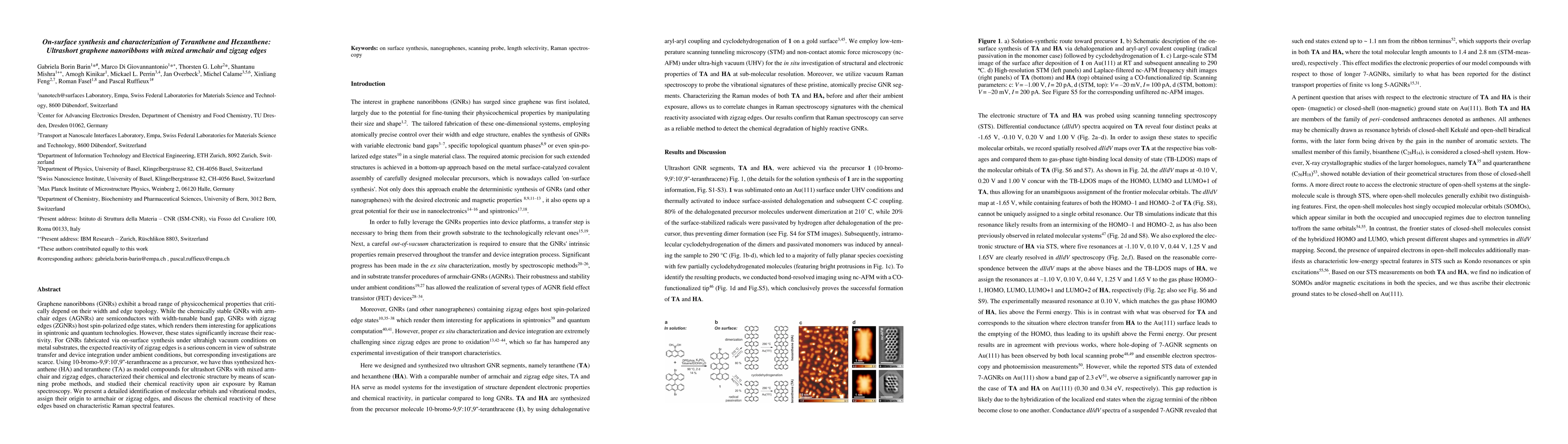 Thumbnail for On-surface synthesis and characterization of Teranthene and Hexanthene:
  Ultrashort graphene nanoribbons with mixed armchair and zigzag edges