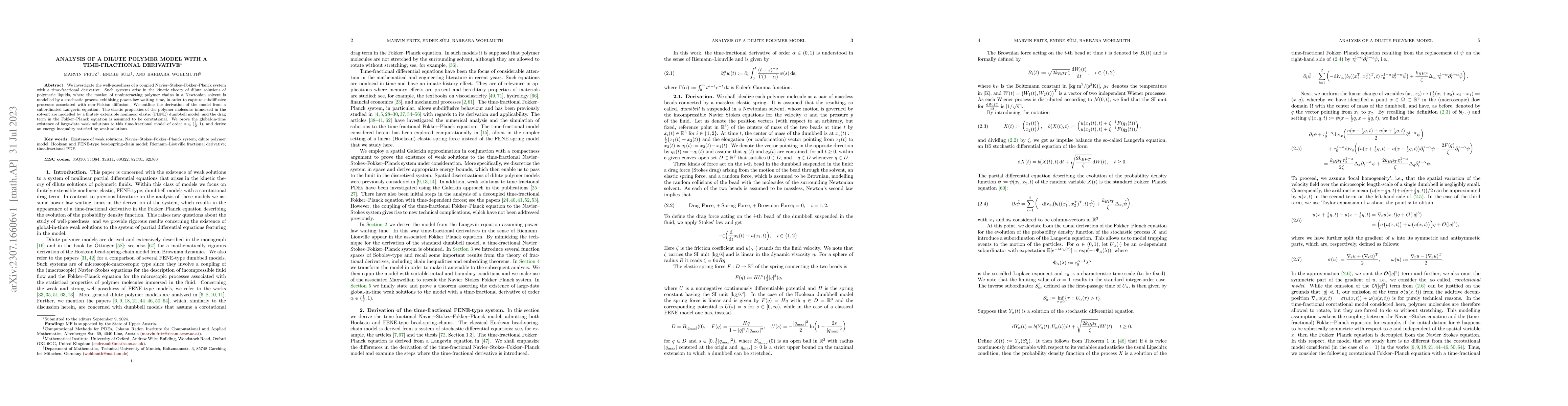 Thumbnail for Analysis of a dilute polymer model with a time-fractional derivative