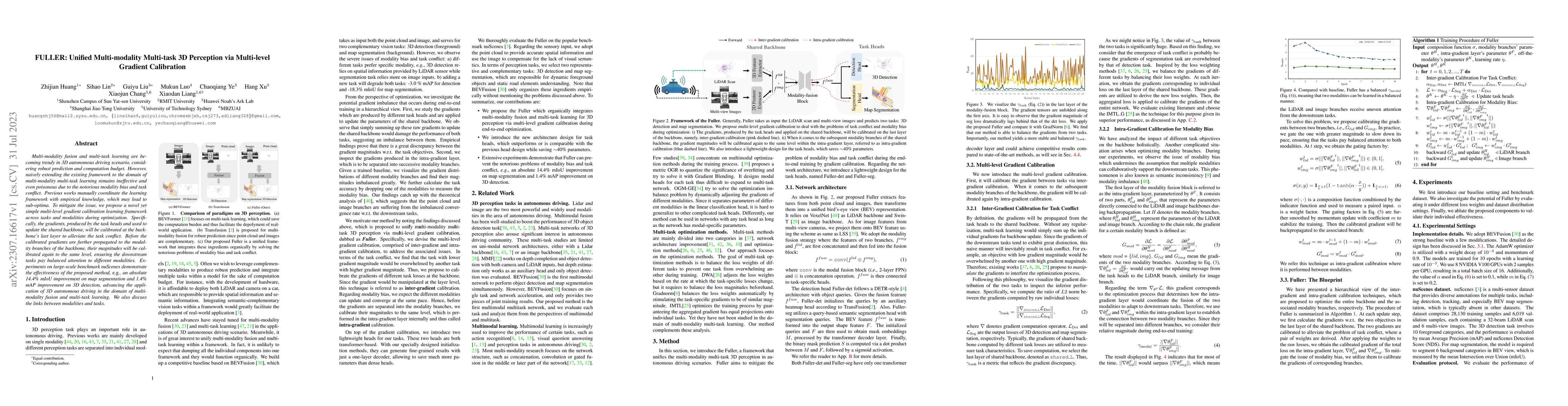 Thumbnail for FULLER: Unified Multi-modality Multi-task 3D Perception via Multi-level
  Gradient Calibration