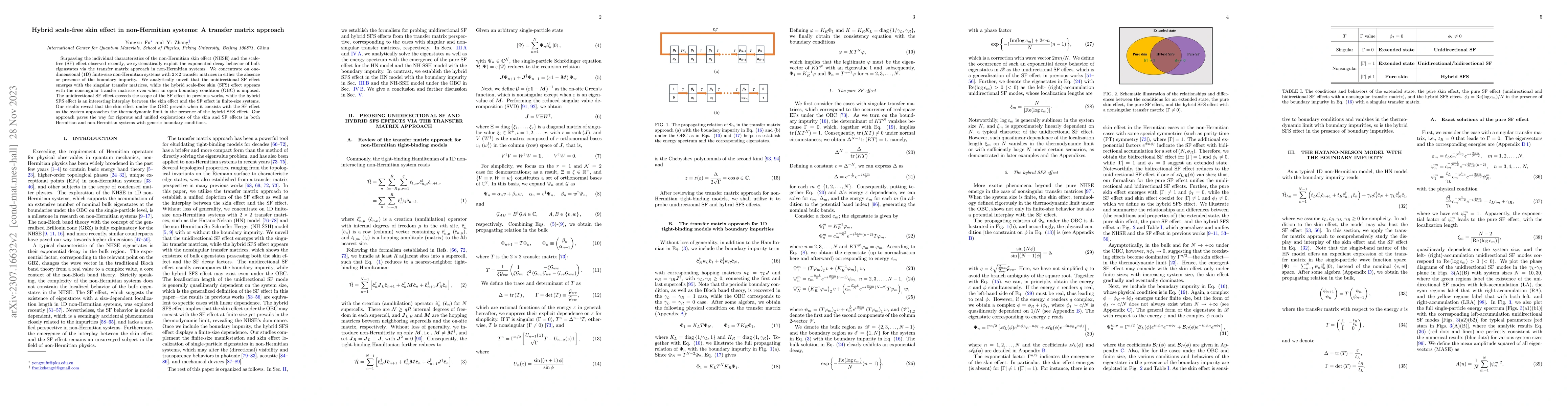 Thumbnail for Hybrid scale-free skin effect in non-Hermitian systems: A transfer
  matrix approach