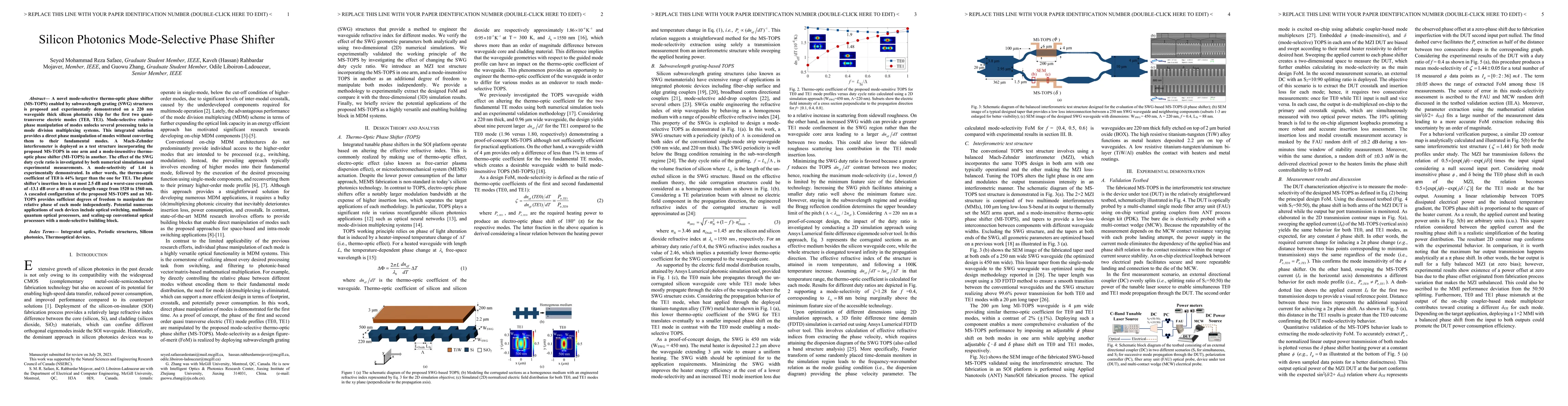 Thumbnail for Silicon Photonics Mode-Selective Phase Shifter