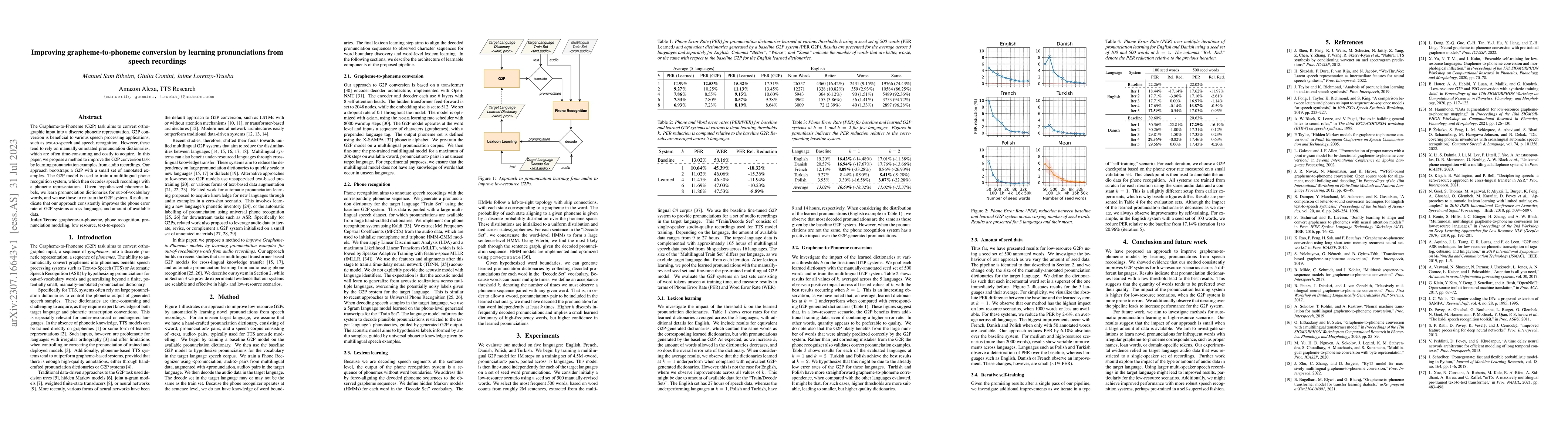 Thumbnail for Improving grapheme-to-phoneme conversion by learning pronunciations from
  speech recordings