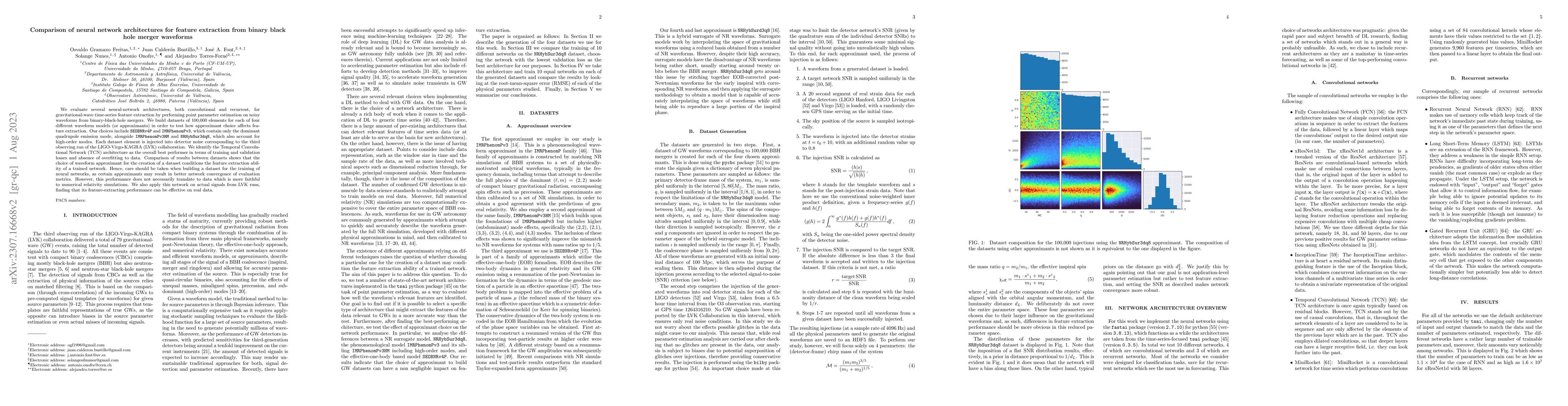 Thumbnail for Comparison of neural network architectures for feature extraction from
  binary black hole merger waveforms