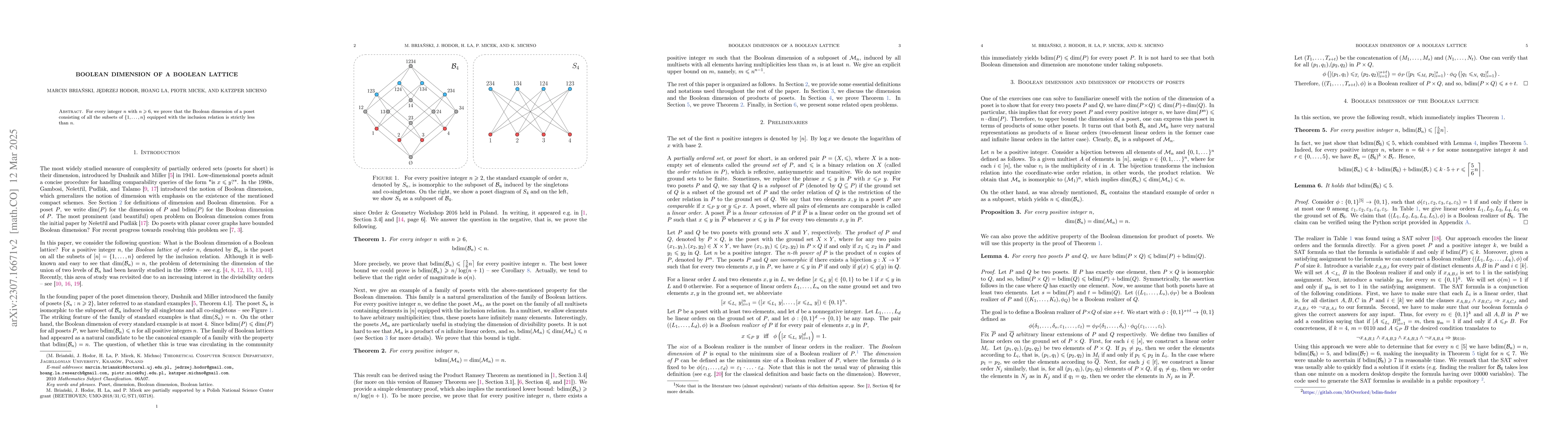 Thumbnail for Boolean dimension of a Boolean lattice