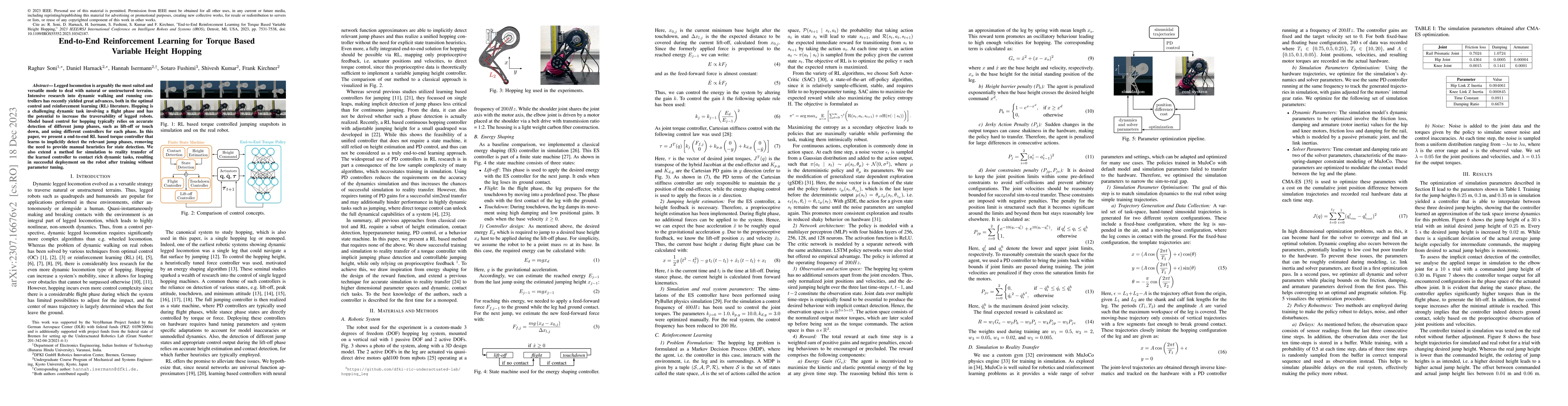 Thumbnail for End-to-End Reinforcement Learning for Torque Based Variable Height
  Hopping