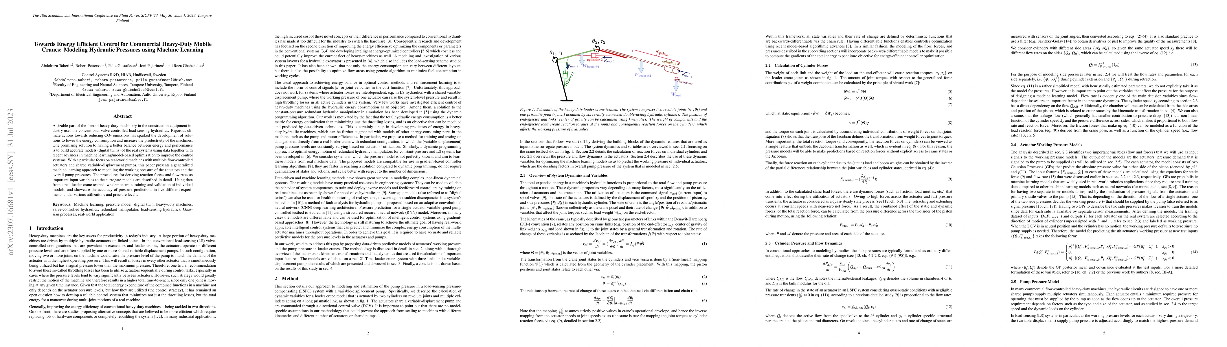 Thumbnail for Towards Energy Efficient Control for Commercial Heavy-Duty Mobile
  Cranes: Modeling Hydraulic Pressures using Machine Learning