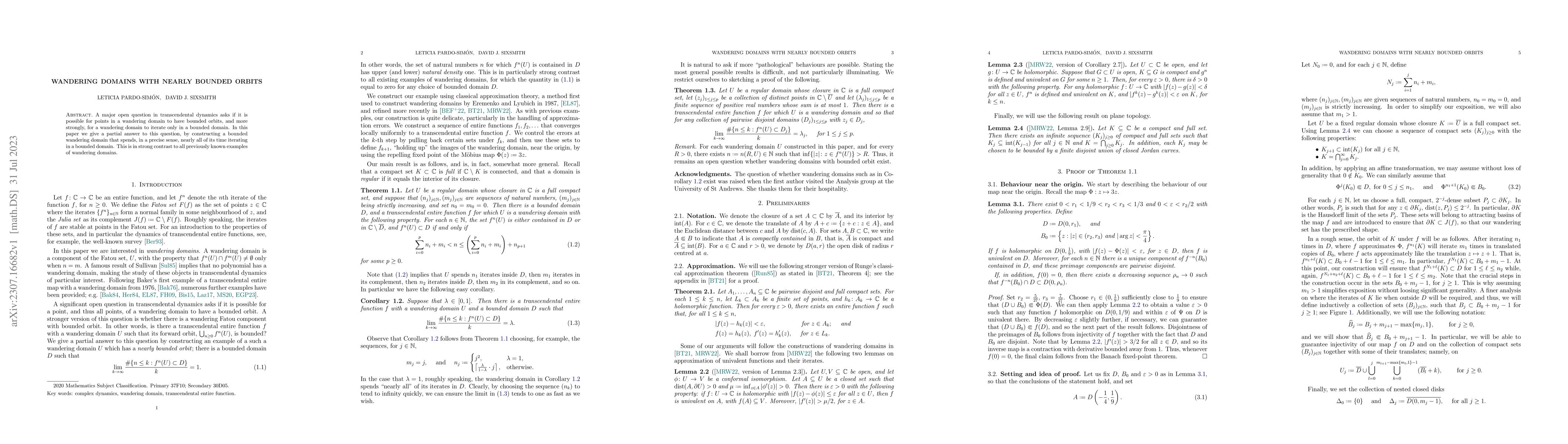 Thumbnail for Wandering domains with nearly bounded orbits