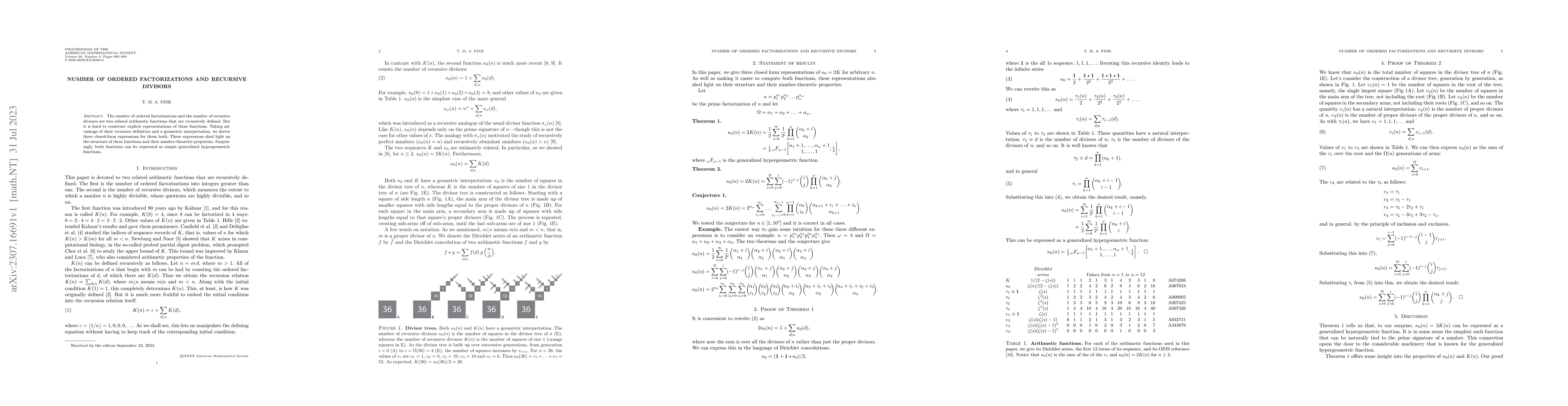 Thumbnail for Number of ordered factorizations and recursive divisors