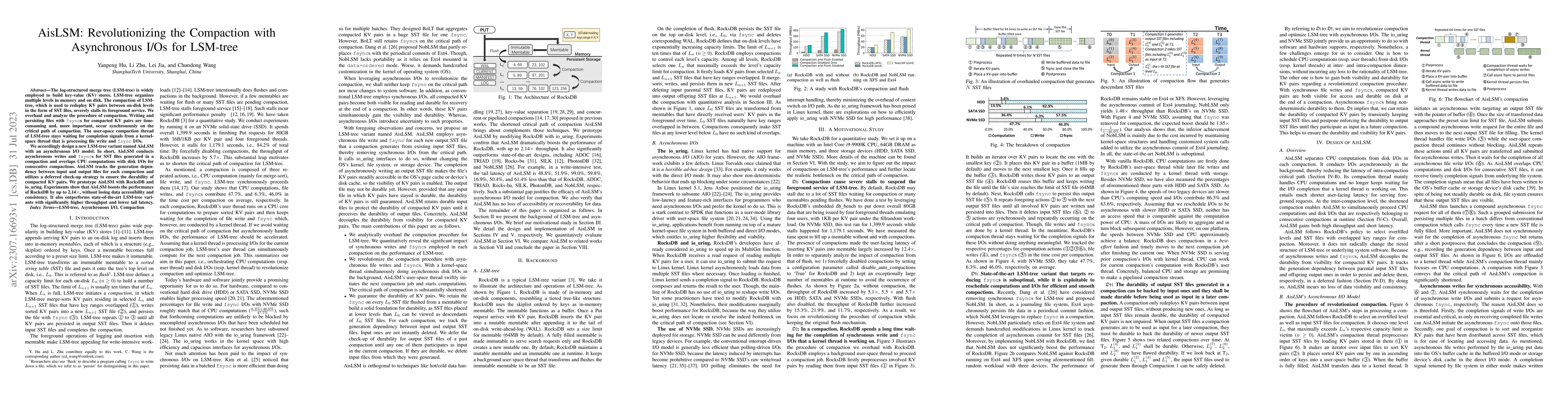 Thumbnail for AisLSM: Revolutionizing the Compaction with Asynchronous I/Os for
  LSM-tree