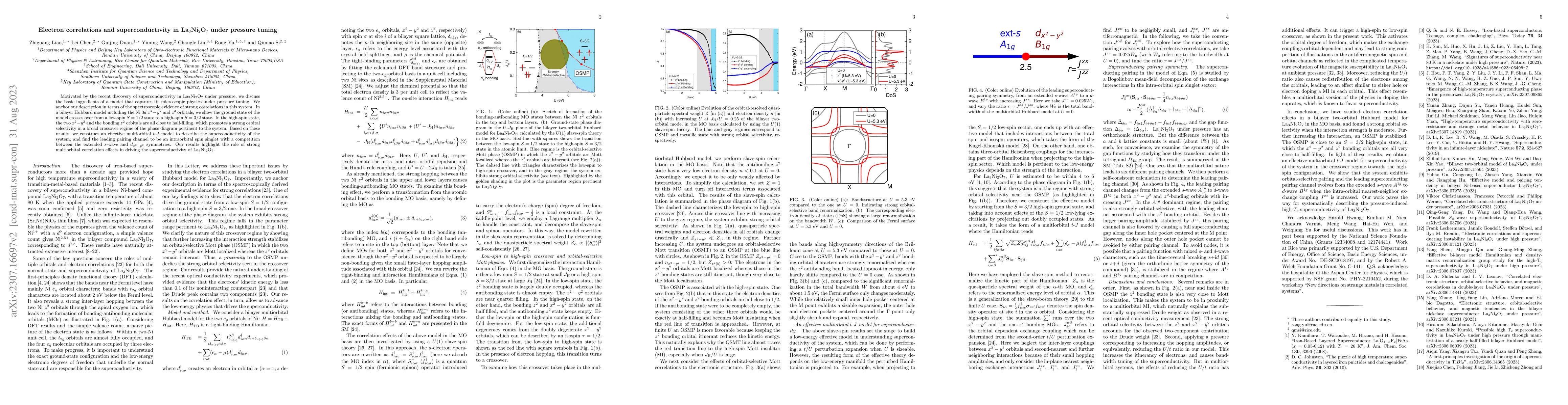 Thumbnail for Electron correlations and superconductivity in La$_3$Ni$_2$O$_7$ under
  pressure tuning