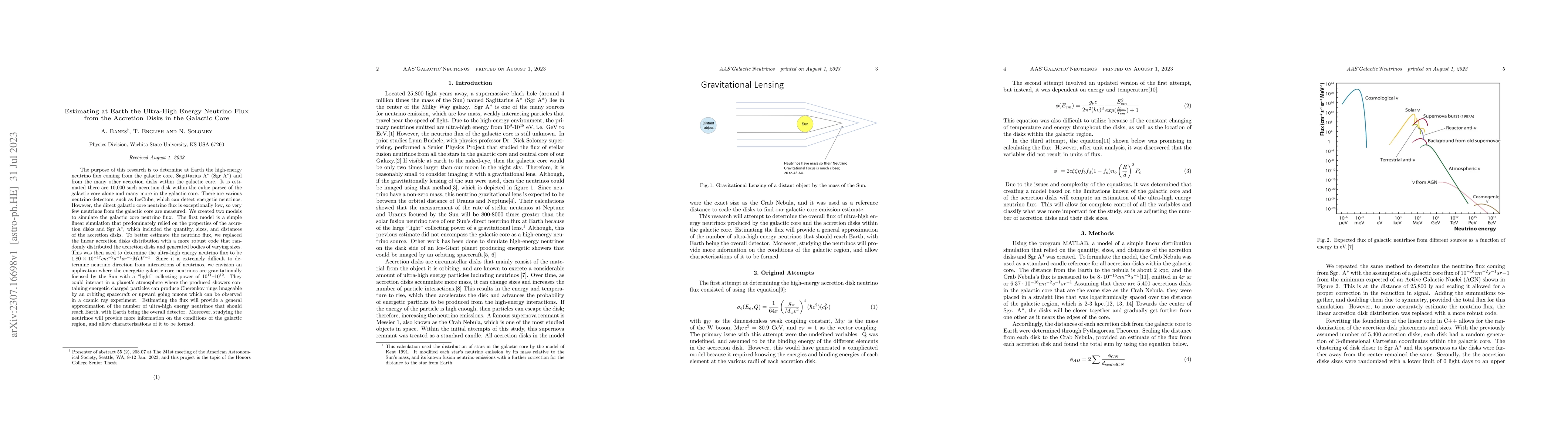 Thumbnail for Estimating at Earth the Ultra-High Energy Neutrino Flux from the
  Accretion Disks in the Galactic Core