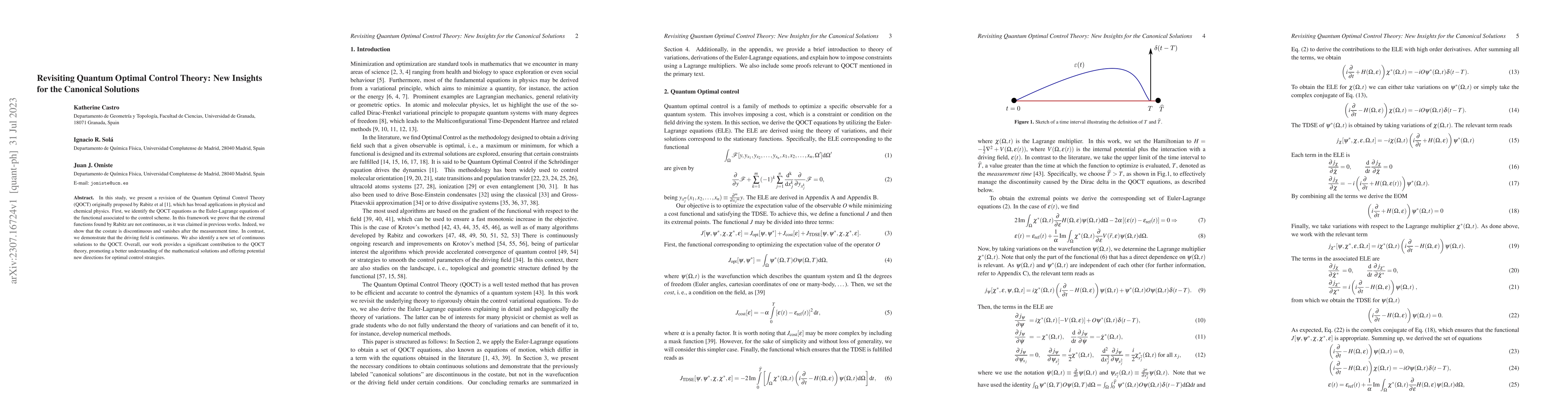 Thumbnail for Revisiting Quantum Optimal Control Theory: New Insights for the
  Canonical Solutions
