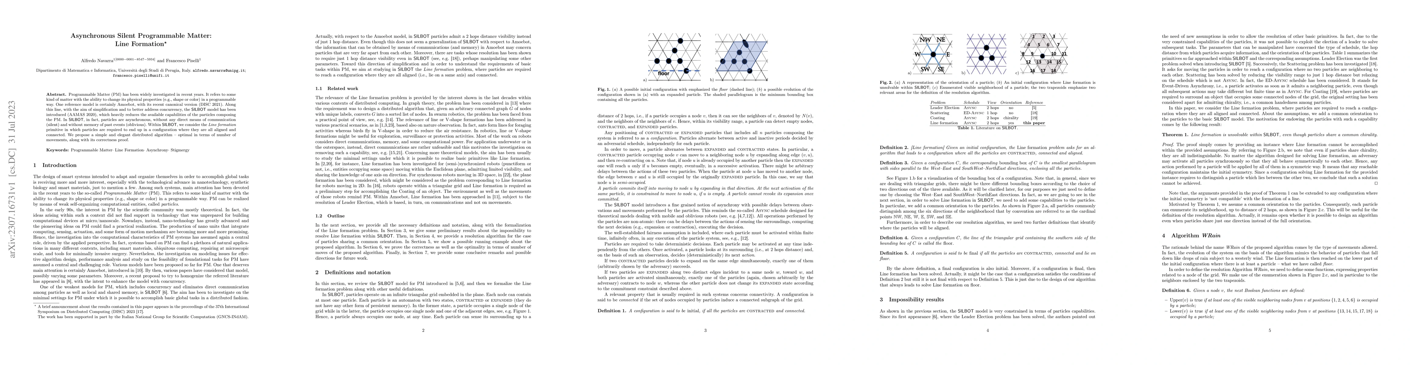 Thumbnail for Asynchronous Silent Programmable Matter: Line Formation