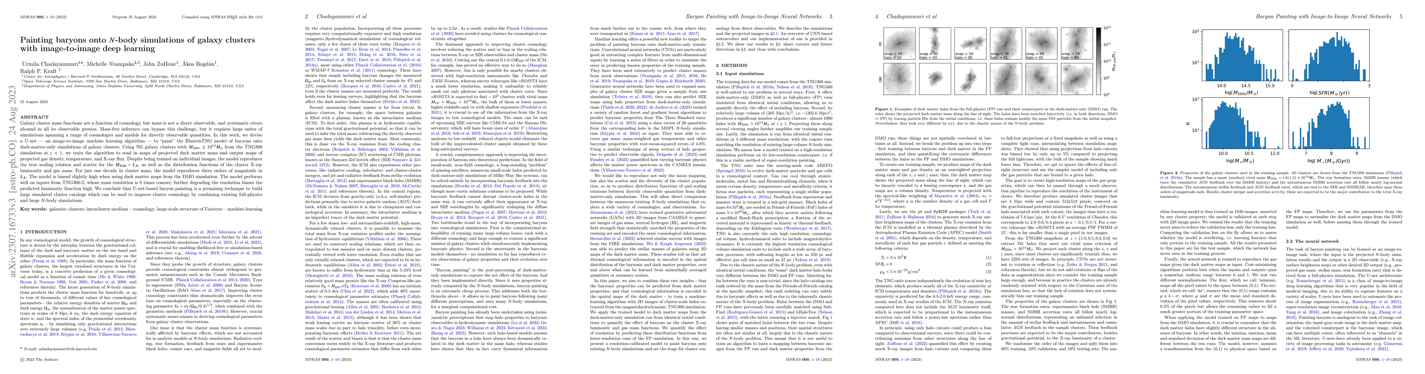 Thumbnail for Painting baryons onto N-body simulations of galaxy clusters with
  image-to-image deep learning