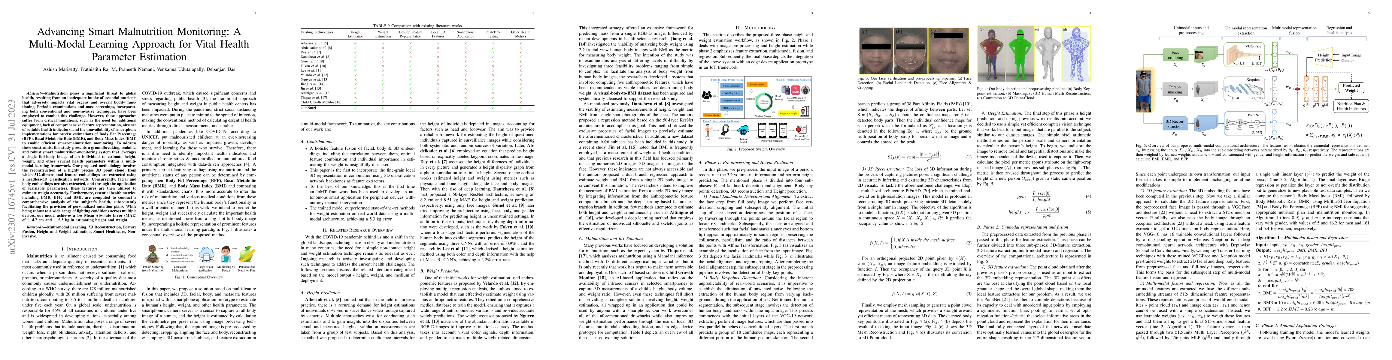 Thumbnail for Advancing Smart Malnutrition Monitoring: A Multi-Modal Learning Approach
  for Vital Health Parameter Estimation