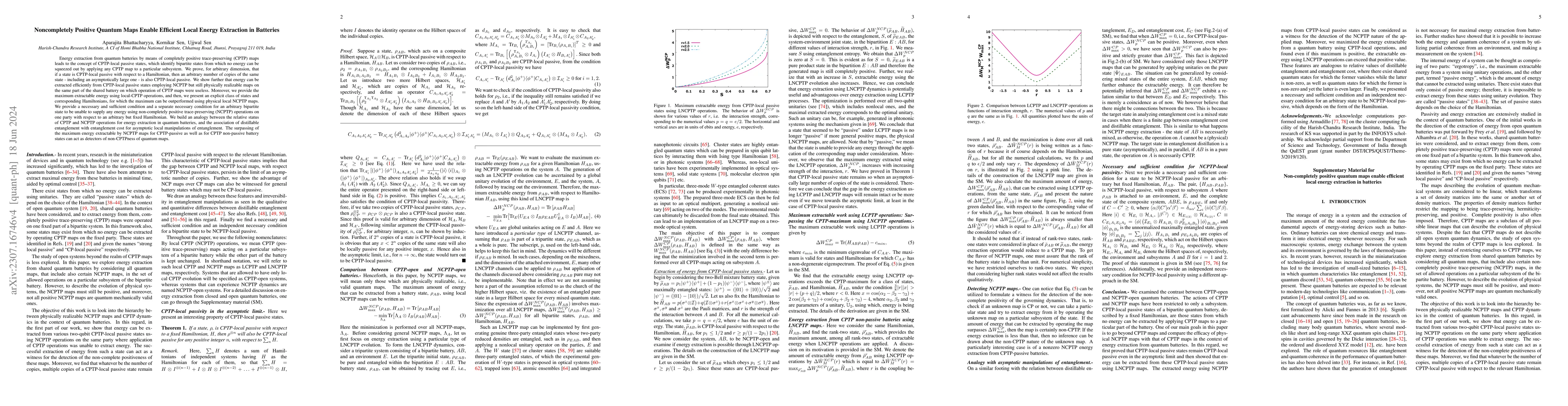 Thumbnail for Noncompletely Positive Quantum Maps Enable Efficient Local Energy
  Extraction in Batteries