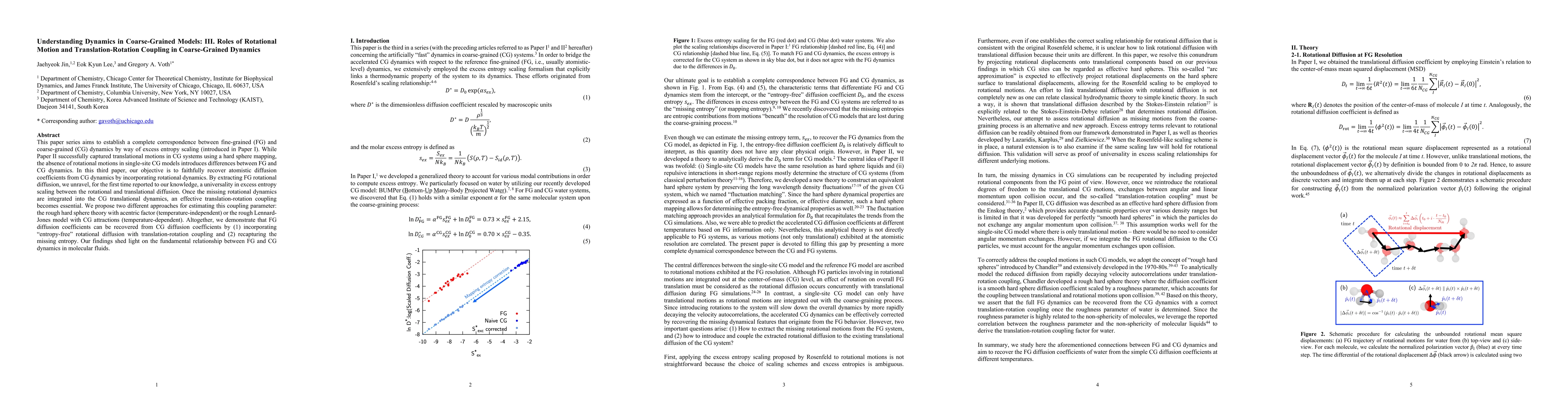 Thumbnail for Understanding Dynamics in Coarse-Grained Models: III. Roles of
  Rotational Motion and Translation-Rotation Coupling in Coarse-Grained
  Dynamics