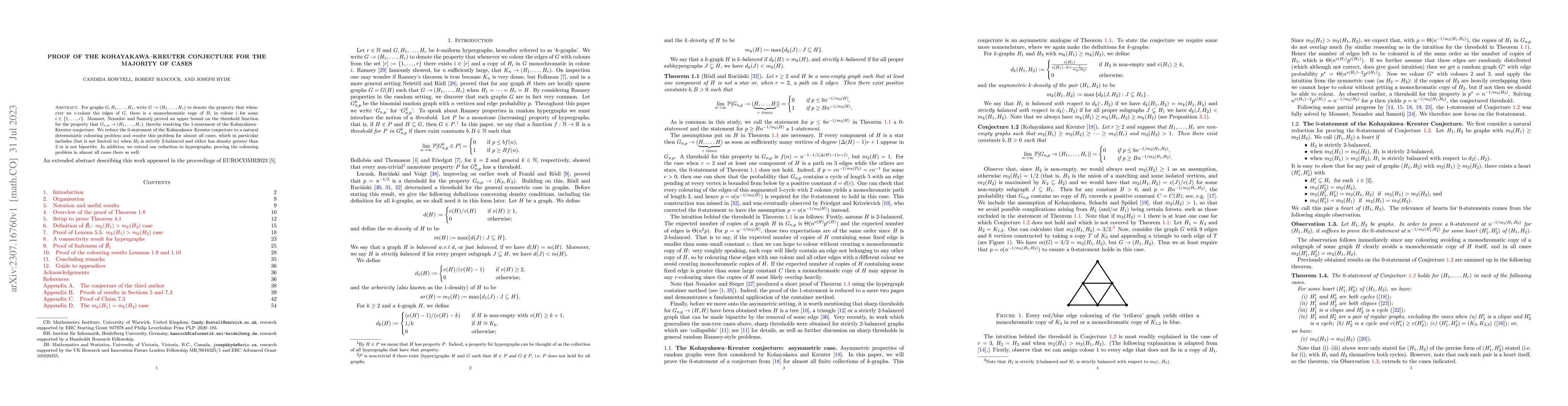 Thumbnail for Proof of the Kohayakawa--Kreuter conjecture for the majority of cases