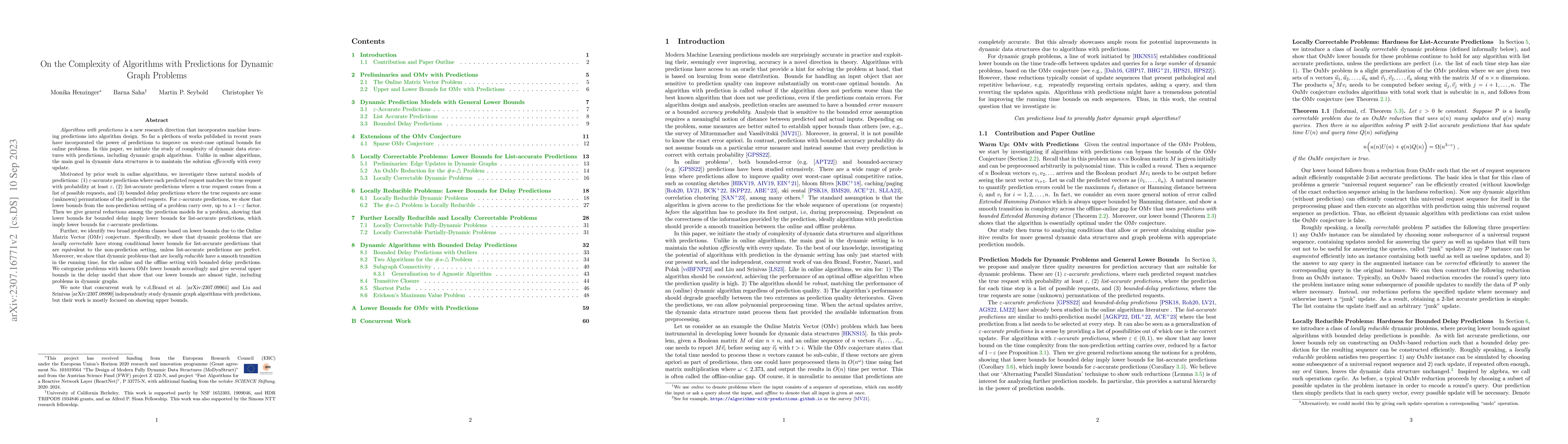 Thumbnail for On the Complexity of Algorithms with Predictions for Dynamic Graph
  Problems