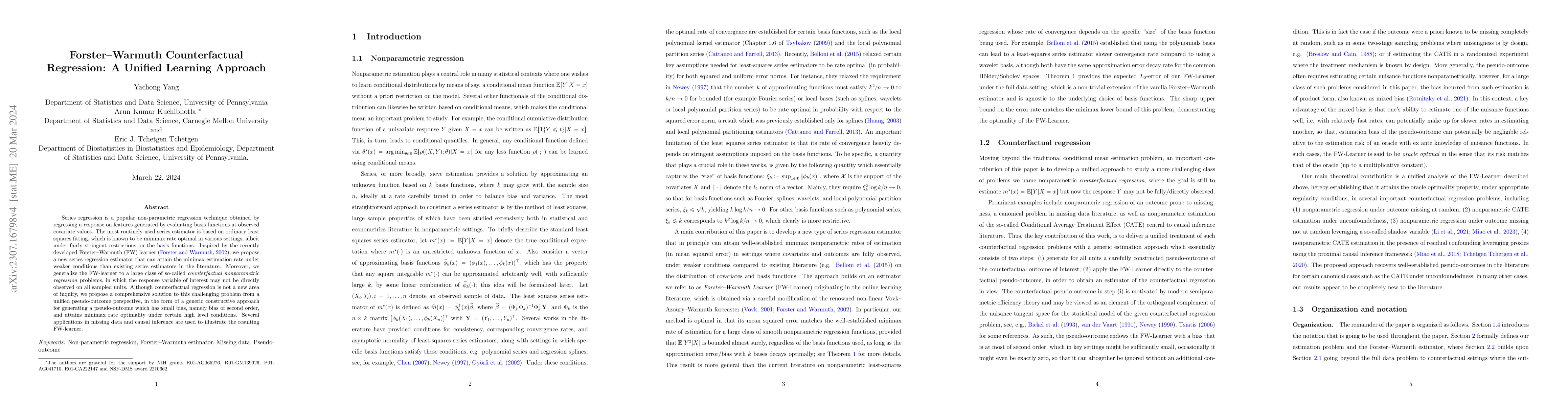 Thumbnail for Forster-Warmuth Counterfactual Regression: A Unified Learning Approach