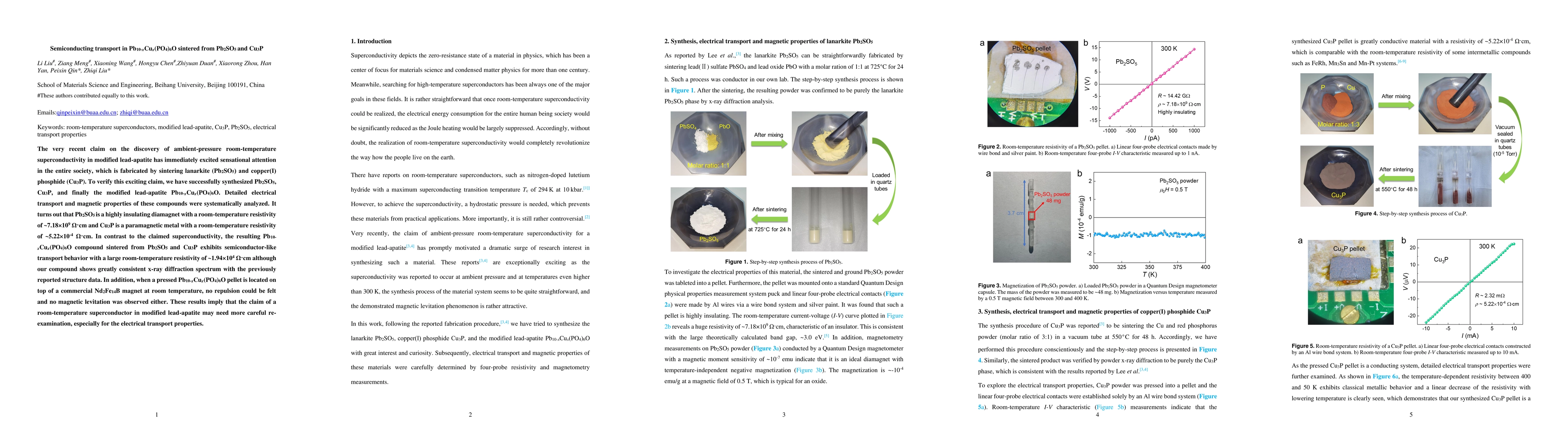 Thumbnail for Semiconducting transport in Pb$_{10-x}$Cu$_x$(PO$_4$)$_6$O sintered from
  Pb$_2$SO$_5$ and Cu$_3$P