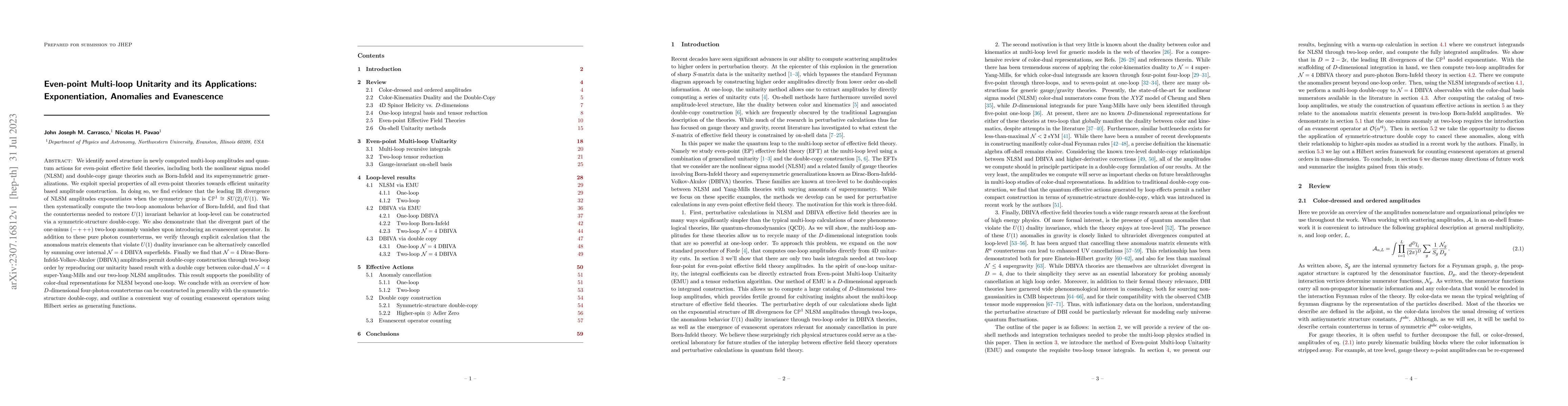 Thumbnail for Even-point Multi-loop Unitarity and its Applications: Exponentiation,
  Anomalies and Evanescence
